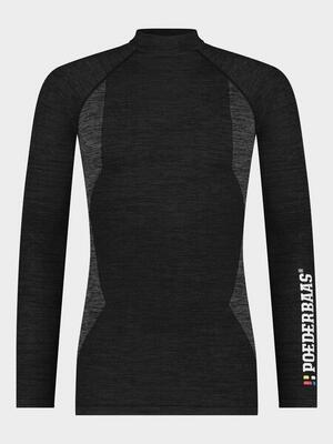 Poederbaas thermoshirt heren technical longsleeve zwart