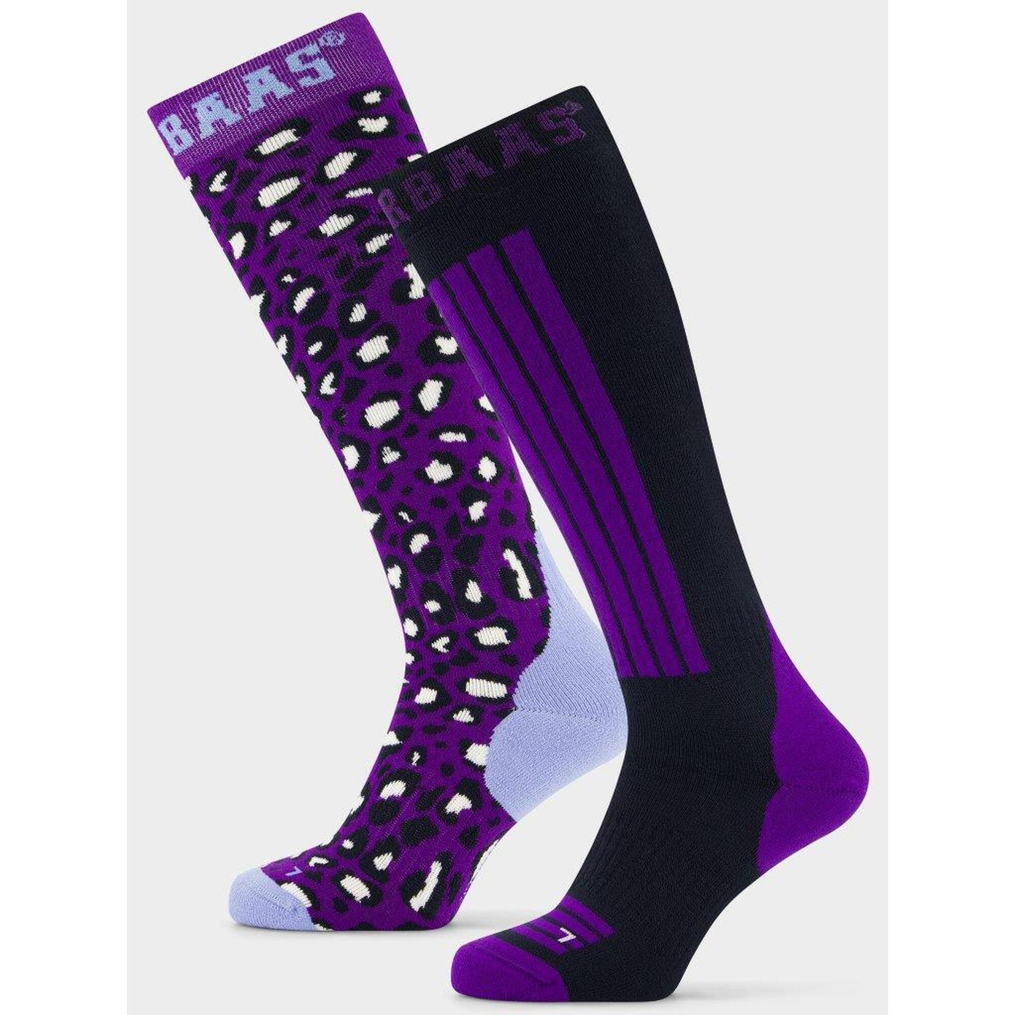 Poederbaas Chaussettes de ski 2-pack Panther Violet