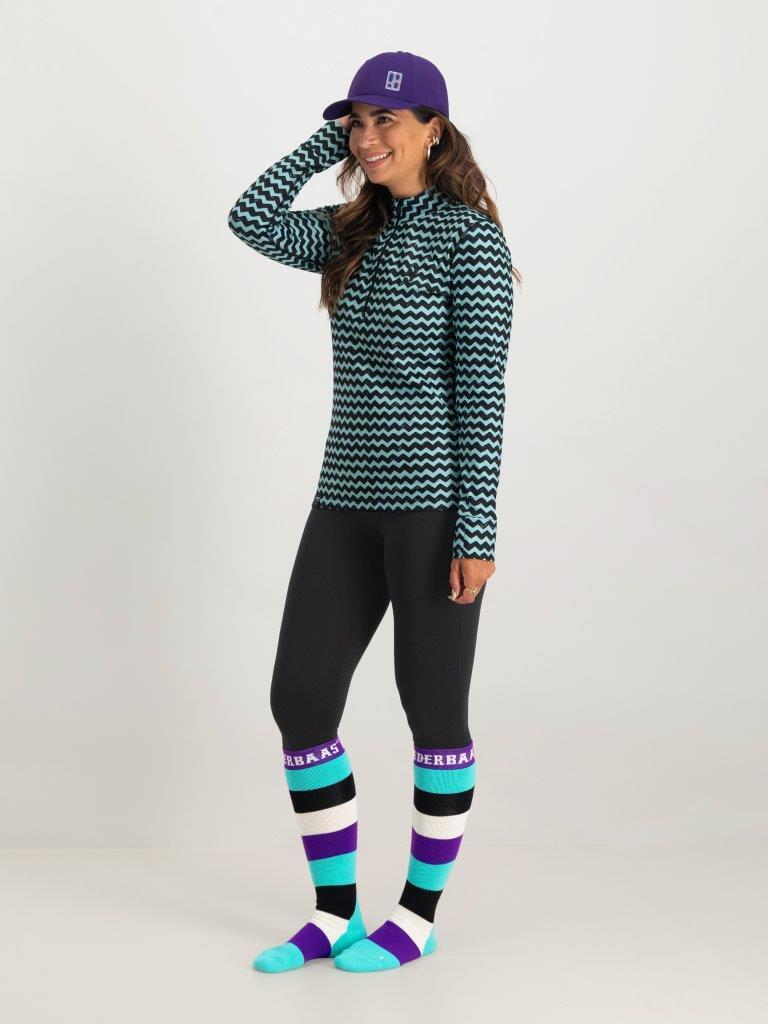 Chaussettes de ski Poederbaas 6-pack Striped Mint 3/4