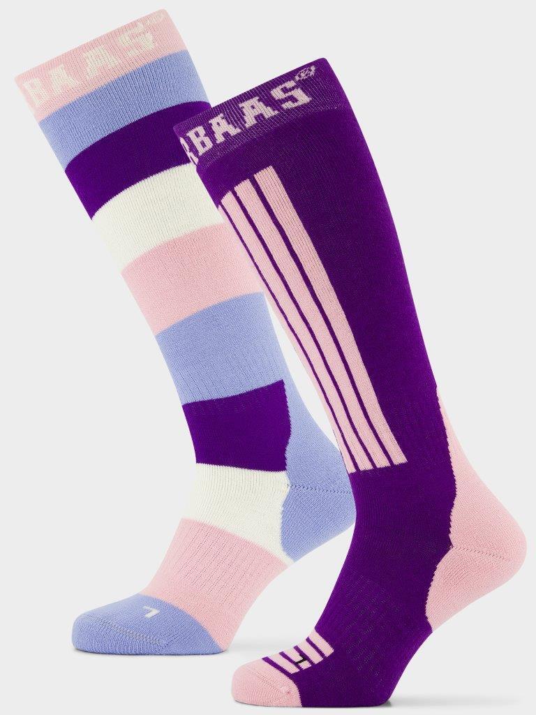 POEDERBAAS Poederbaas Skisokken 2-pack Striped Purple/Pink