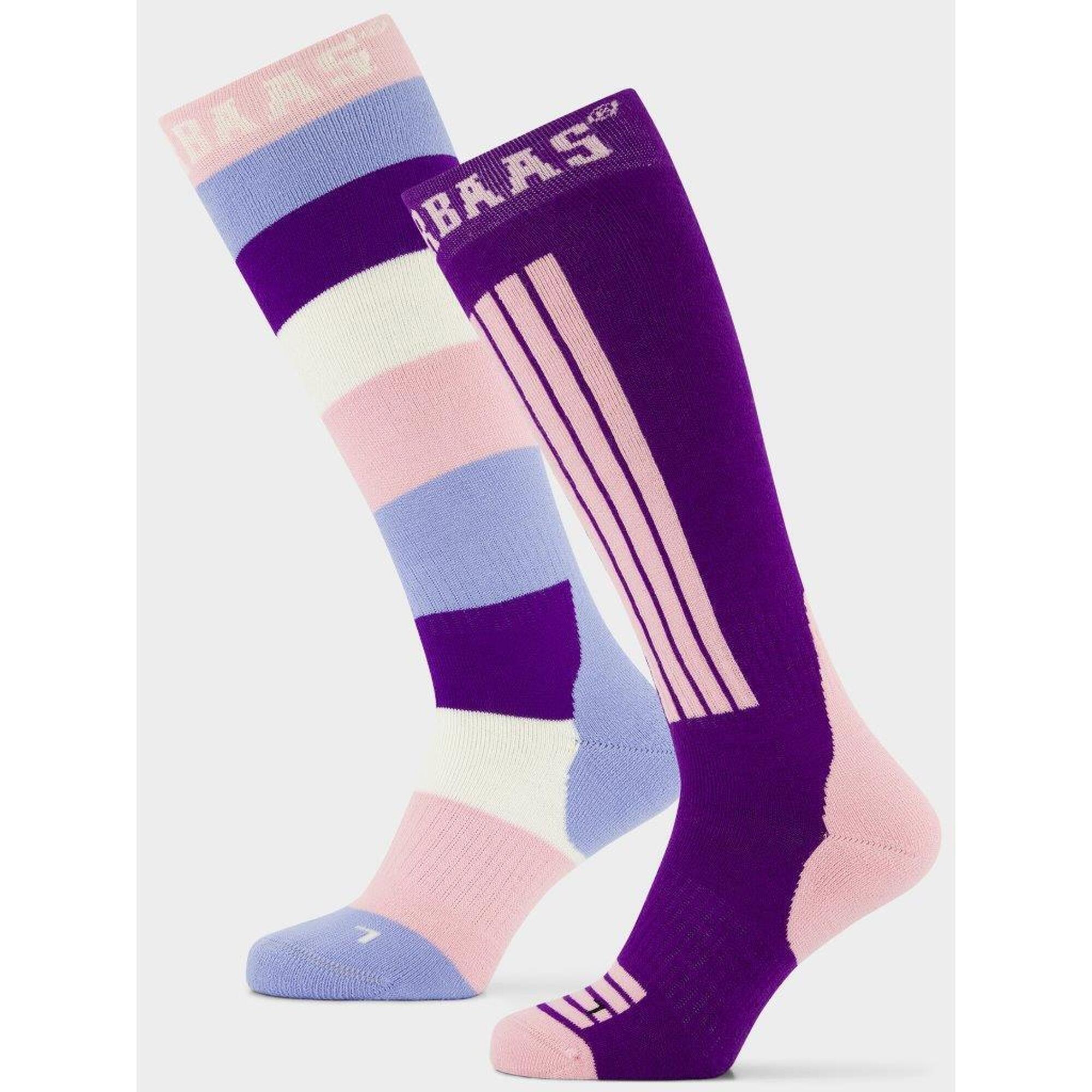 Chaussettes de ski Poederbaas 6-pack Striped Purple/Pink