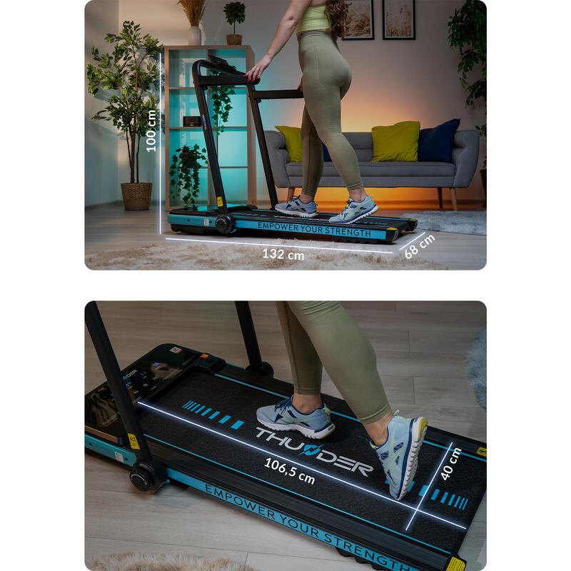 Futópad összecsukható elektromos 130 kg THUNDER  IMPACT-BLUE 12 km/h