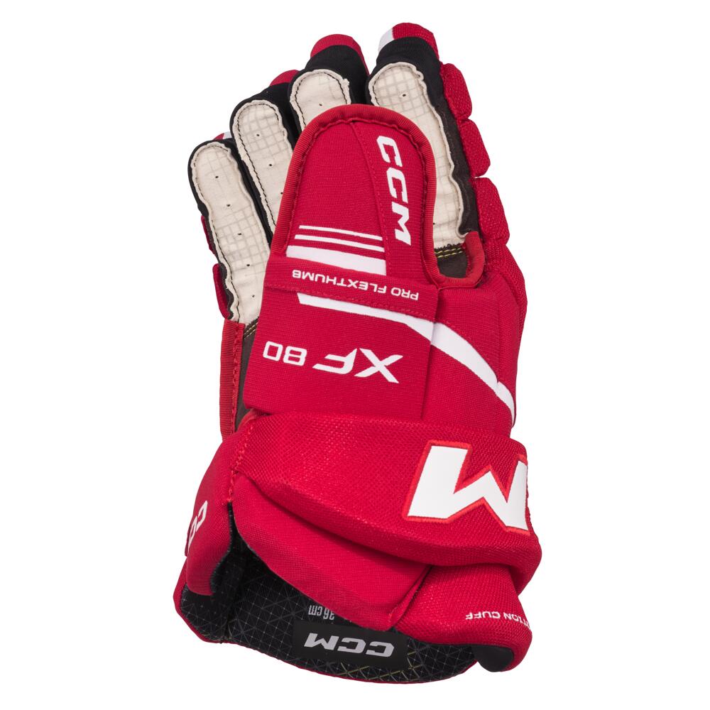 Guantes de hockey sobre hielo Tacks XF 80 para niños, color rojo y blanco, 30 cm 2/6