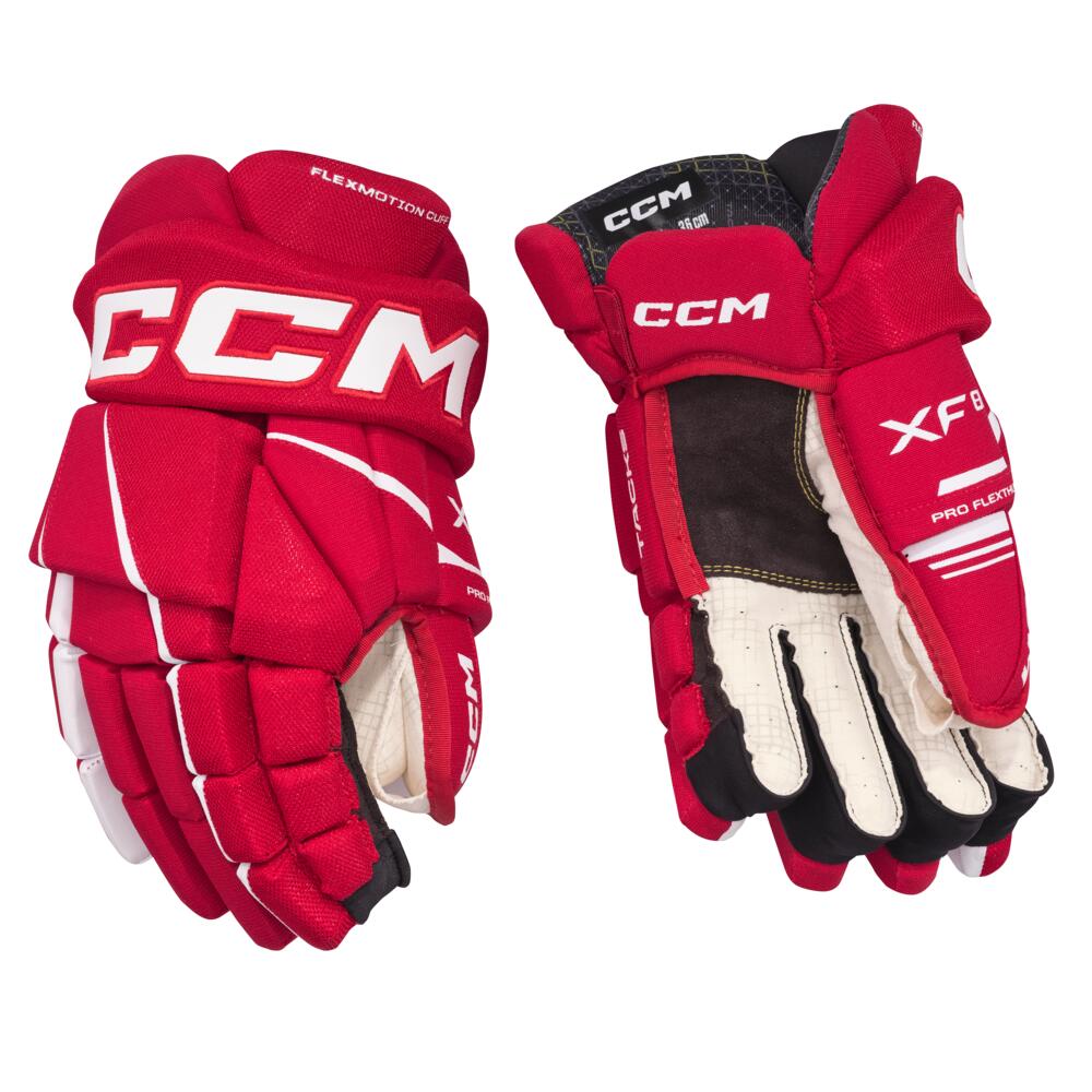 Guantes de hockey sobre hielo Tacks XF 80 para niños, color rojo y blanco, 30 cm 5/6