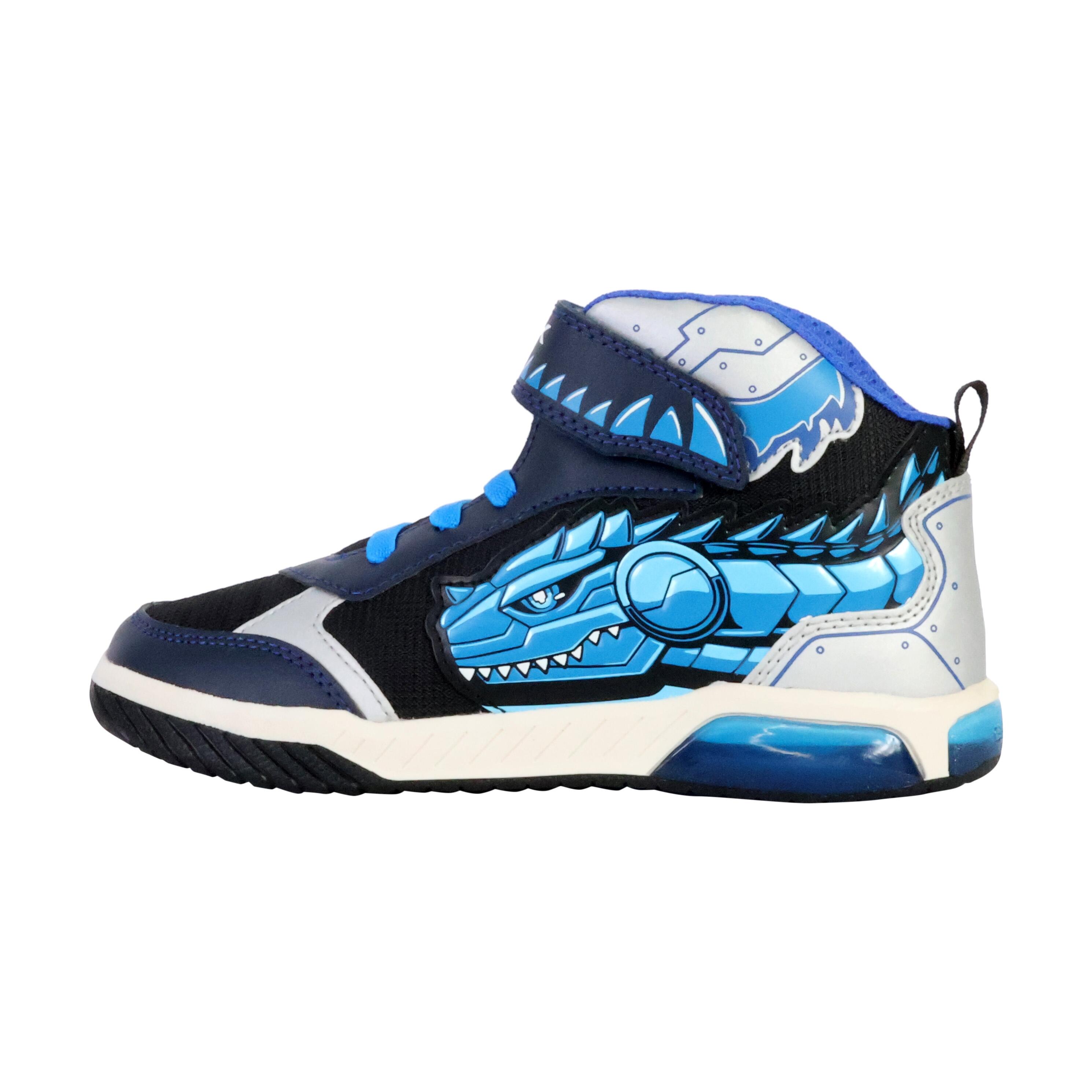 Geox - Basket Montante Enfant À Scratches Geox Inek Text Synt.lea - Baskets - Bleu - 32 - Decathlon