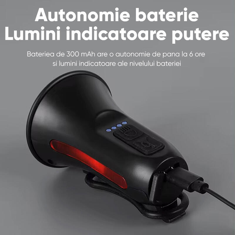 Claxon bicicleta 120 dB cu telecomanda si lumini de avertizare, 5 sunete alarma