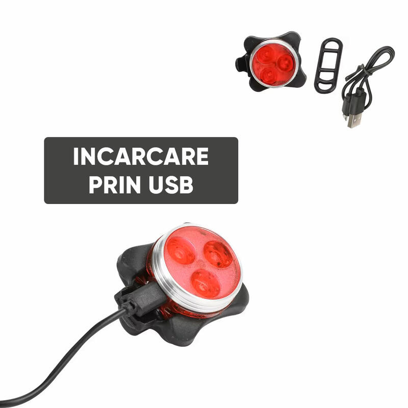 Set lumini LED bicicleta far si stop, reincarcabil USB, potrivire universala