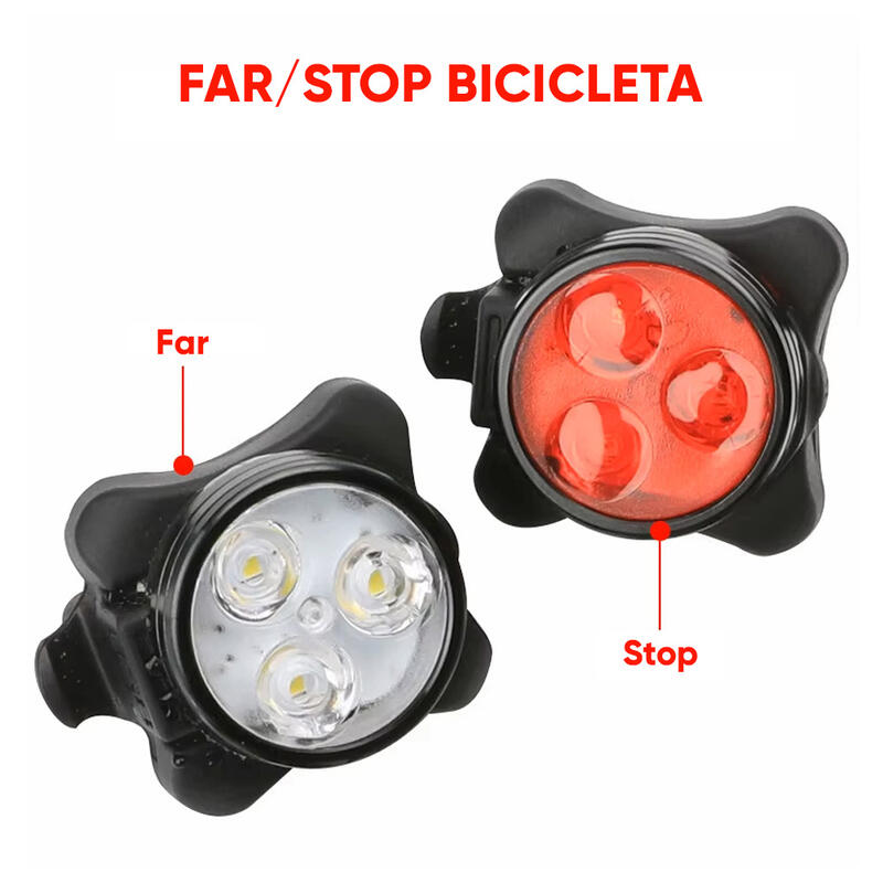 Set lumini LED bicicleta far si stop, reincarcabil USB, potrivire universala