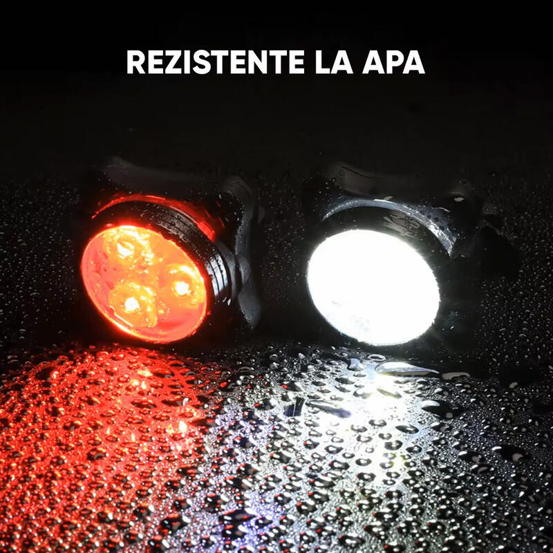 Set lumini LED bicicleta far si stop, reincarcabil USB, potrivire universala
