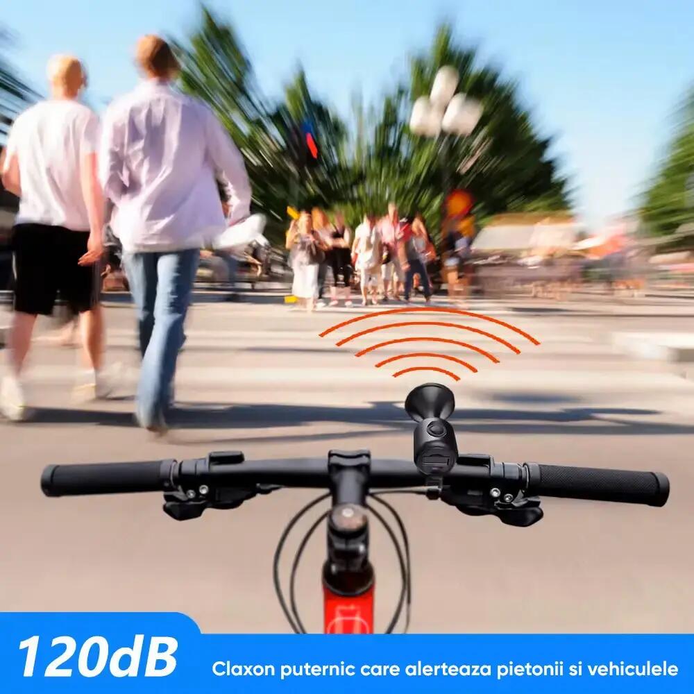 Claxon bicicleta cu baterii CR2032, 120dB, prindere ghidon, potrivire universala 2/7