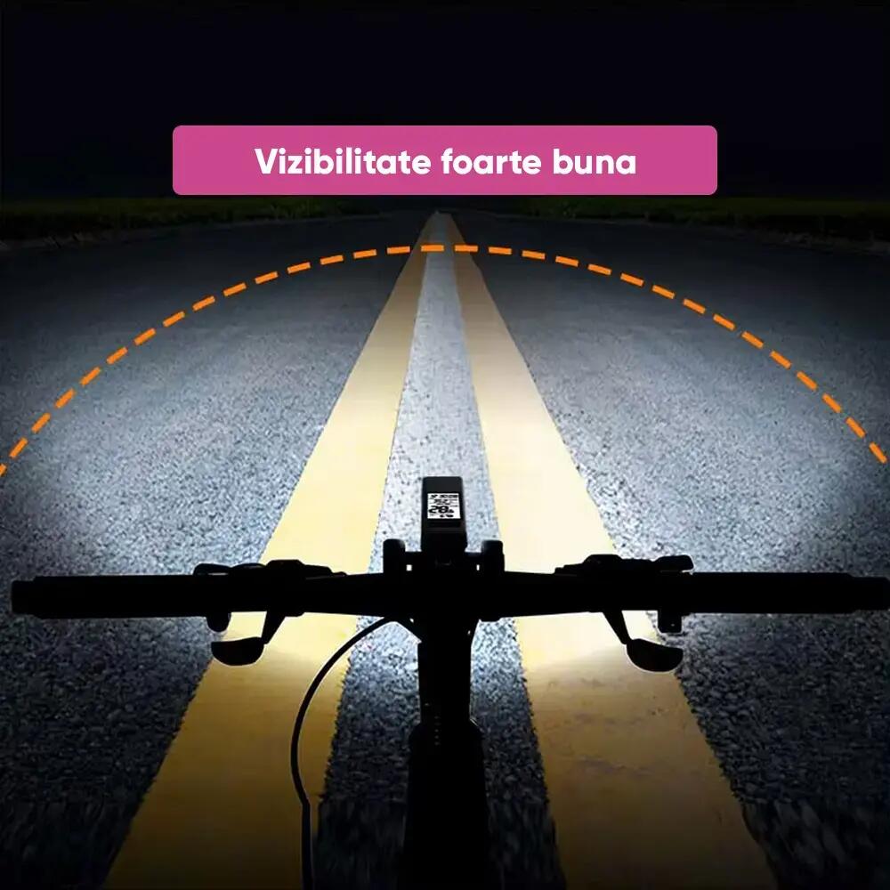 Ciclocomputer bicicleta 3 in 1, wireless, far LED,claxon 120 dB, incarcare USB 7/7