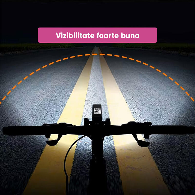 Ciclocomputer bicicleta 3 in 1, wireless, far LED,claxon 120 dB, incarcare USB