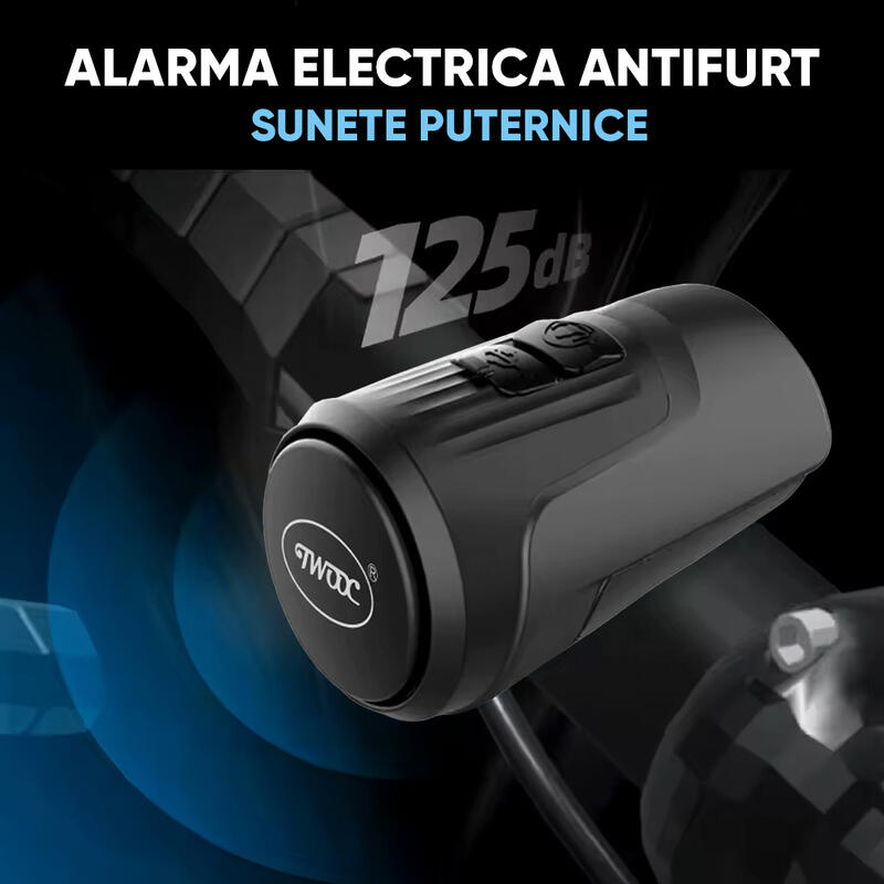 Sonerie bicicleta, alarma antifurt, claxon 125 dB, baterie 200 mAh incarcare USB