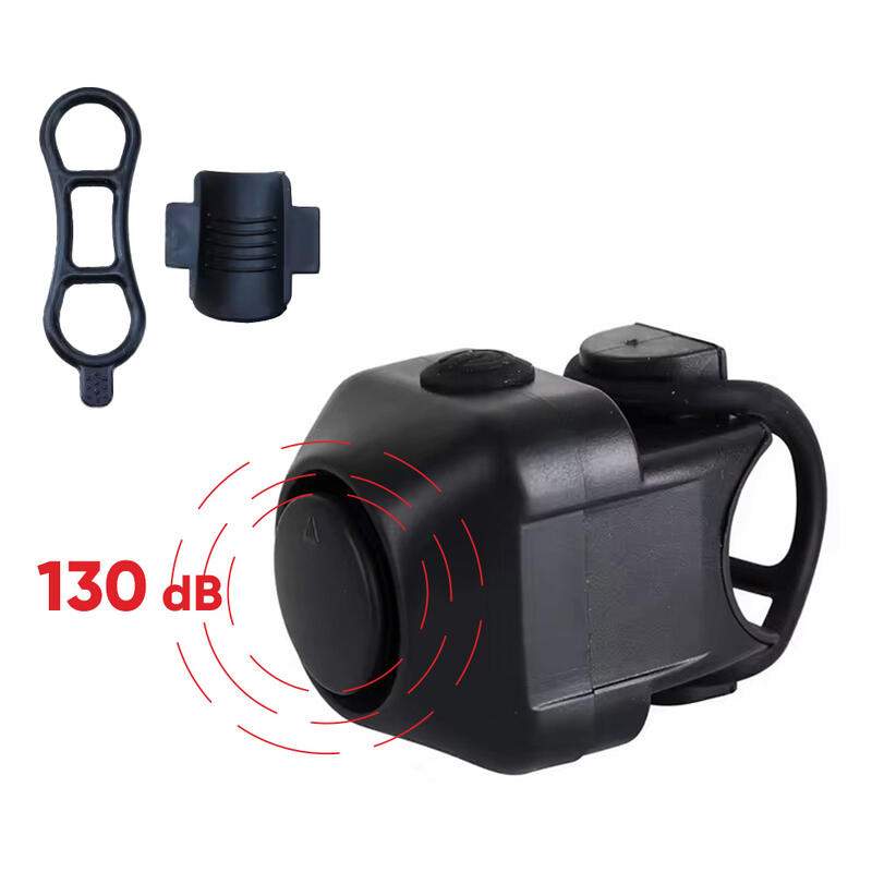 Claxon bicicleta cu baterii, 5 sunete alarma, 130 dB, prindere ghidon, universal