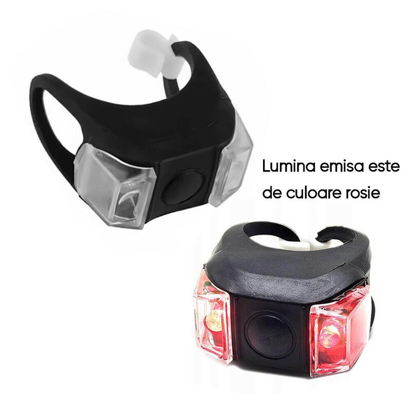 Lumini bicicleta cu baterie, utilizare fata sau spate, lumina LED rosie, set 2