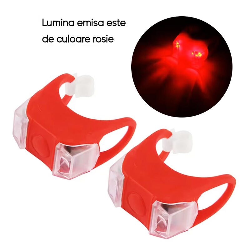 Lumini bicicleta cu baterie, utilizare fata sau spate, lumina LED rosie, set 2