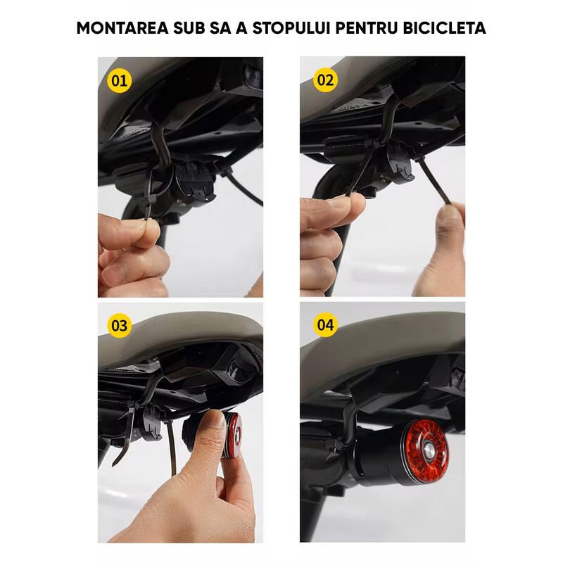 Stop bicicleta spate inteligent LED senzor frana si lumina, potrivire universala