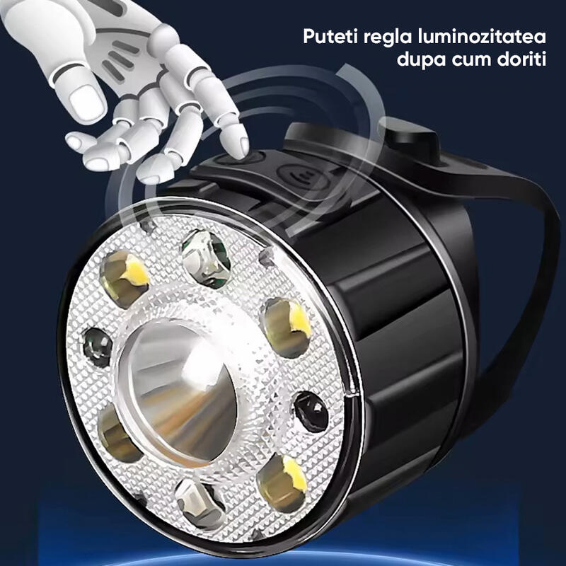 Far bicicleta fata, lanterna LED, senzor miscare, 300 lumeni, baterie 1000 mAh