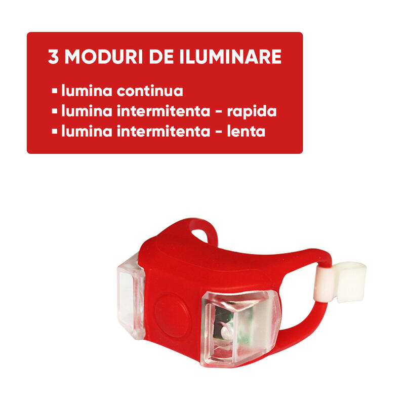 Lumini bicicleta cu baterie, utilizare fata sau spate, lumina LED rosie, set 2