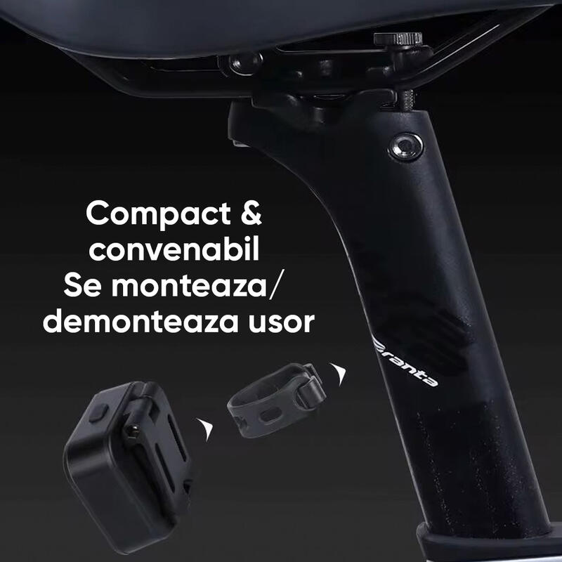 Far bicicleta fata, lanterna LED, senzor miscare, 300 lumeni, baterie 1000 mAh