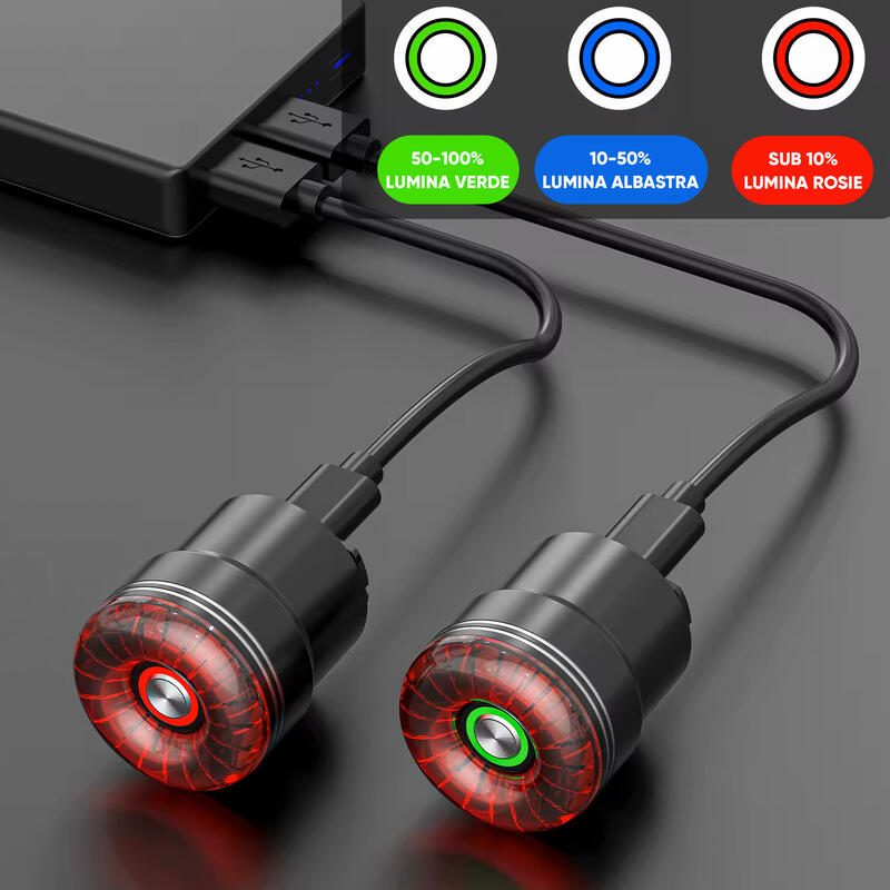 Stop bicicleta spate inteligent LED senzor frana si lumina, potrivire universala