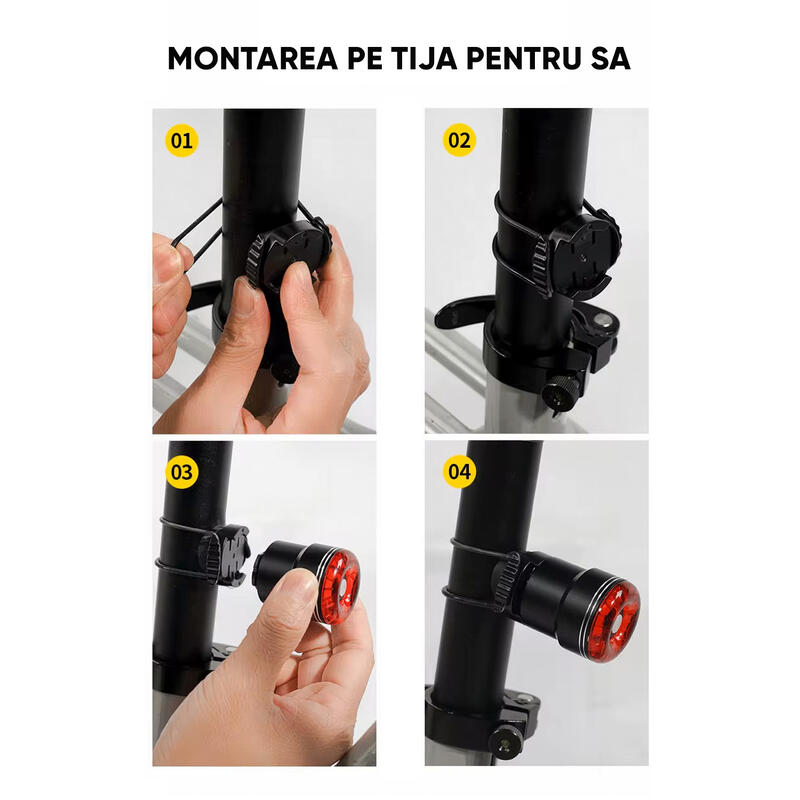 Stop bicicleta spate inteligent LED senzor frana si lumina, potrivire universala