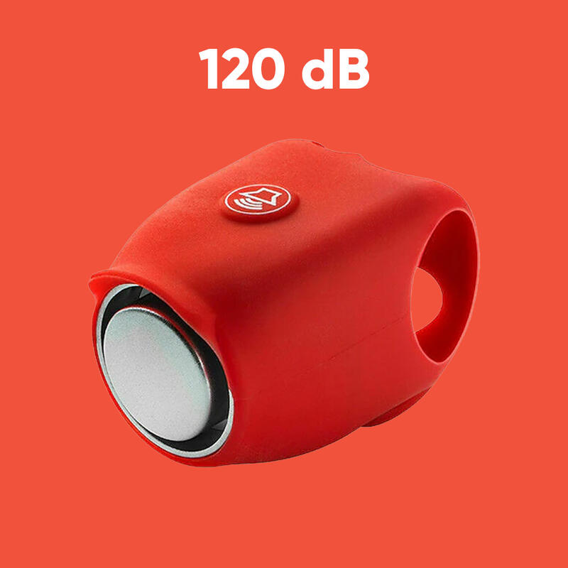 Sonerie bicicleta copii, mini, 120 dB, 4 sunete, potrivire universala, rosu