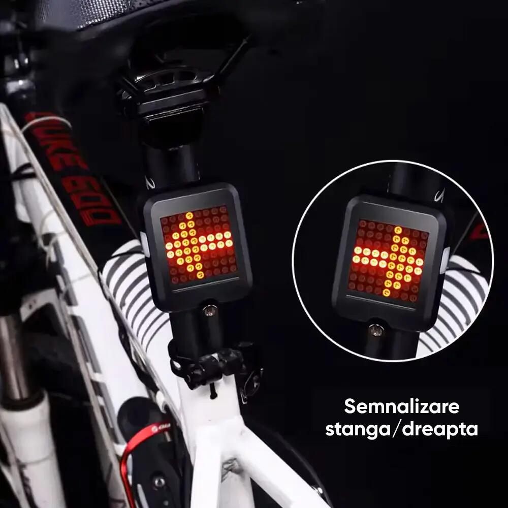 Stop bicicleta spate LED, senzor directie, 8 moduri iluminare, reincarcabil USB 2/7