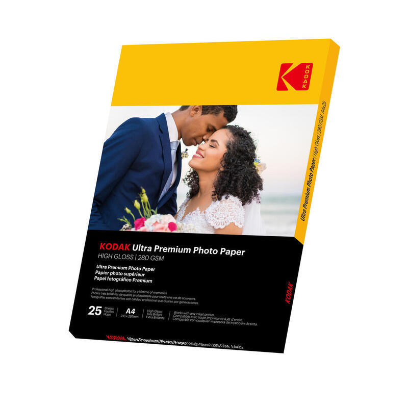 KODAK 9891261 - 25 Feuilles Papier Photo Brillant A4 280g/m²