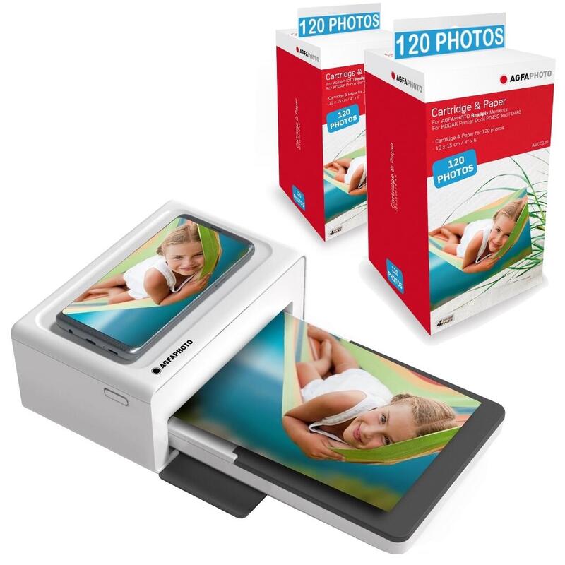 AGFA PHOTO Pack Imprimante Realipix Moments - 240 Photos Supplémentaires, Blanc