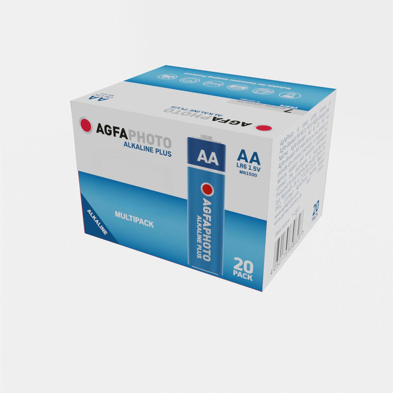 AgfaPhoto Alkaline Batterijen PLUS Mignon AA LR6 (1.5V, Verpakking van 20)