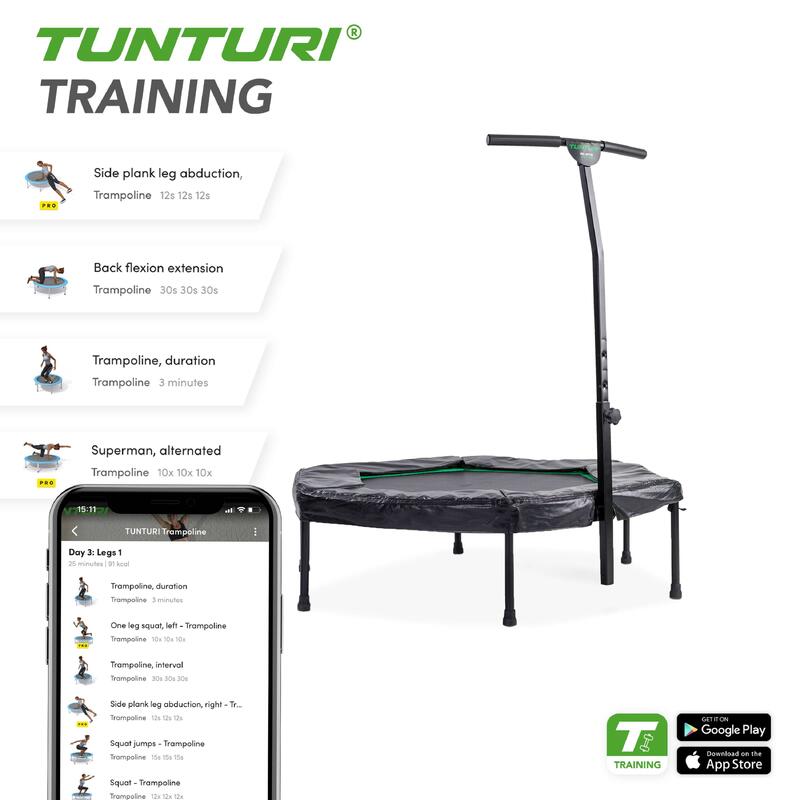 Trampoline de fitness Tunturi Hexagon avec poignée réglable et amovible