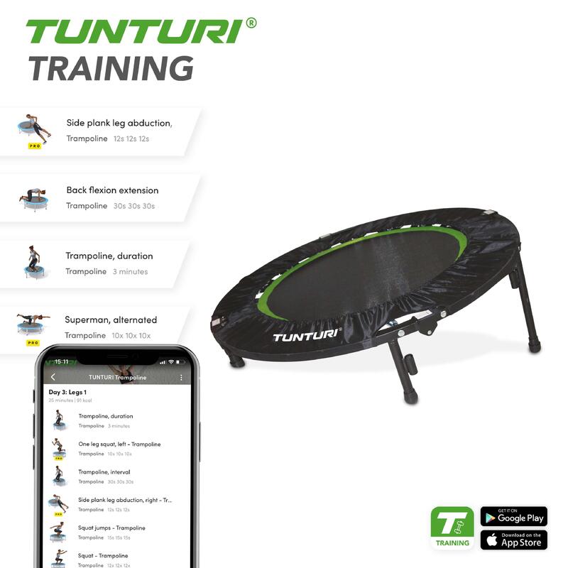 Trampoline de fitness - Pliable - Tapis de sécurité inclus - Ø104 cm