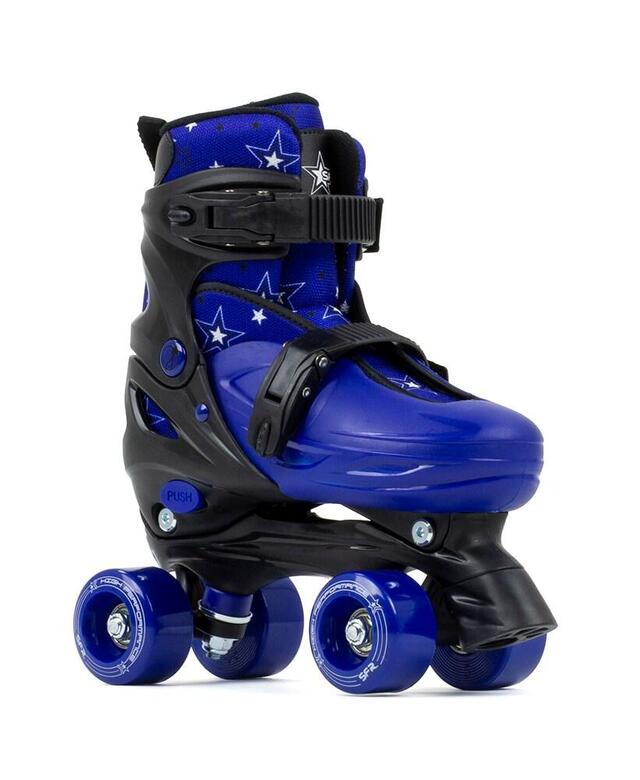Nebula Black/Blue Adjustable Kids Quad Roller Skates SFR Decathlon