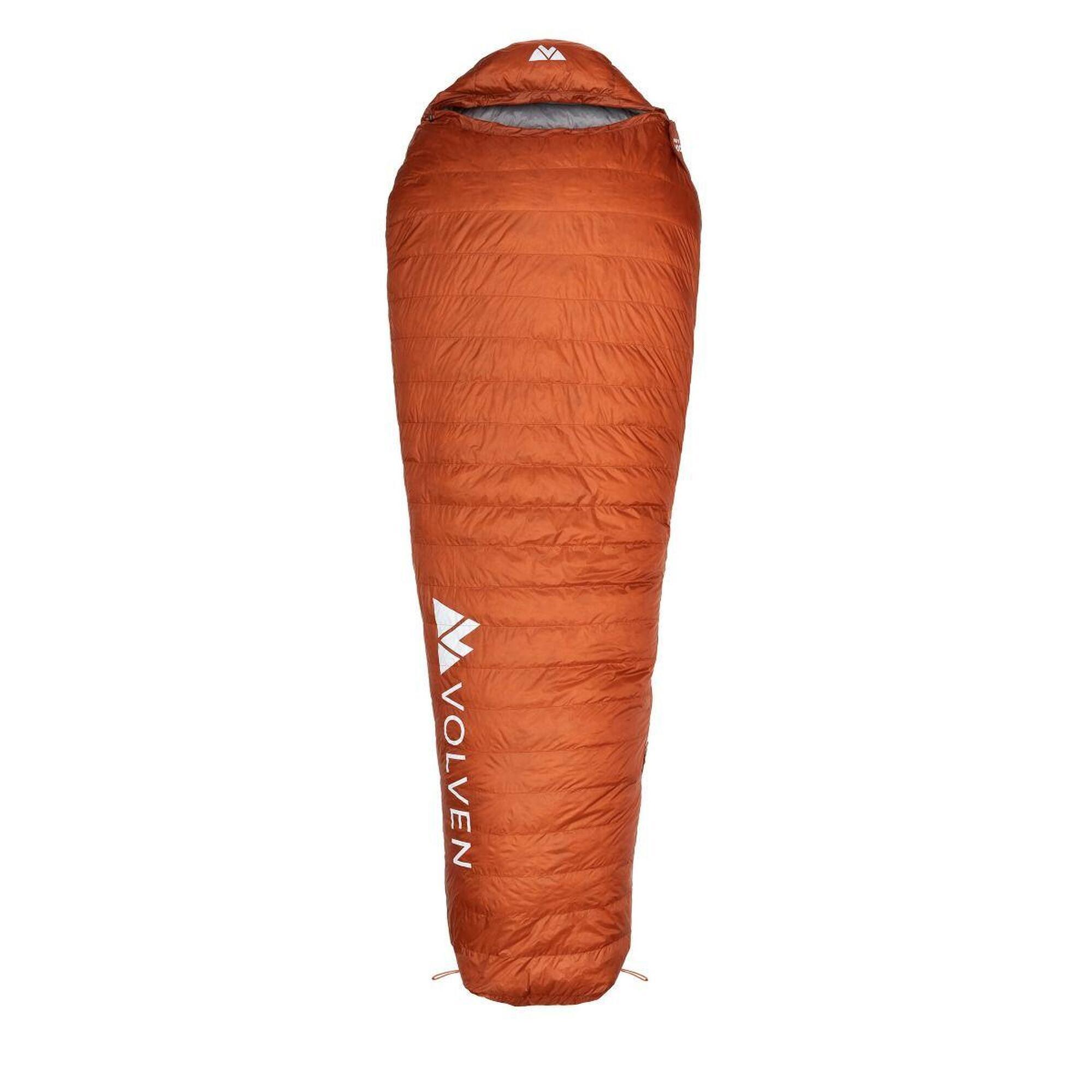 VOLVEN Turistický spací pytel Narvi 400 215x80cm oranžový pravý