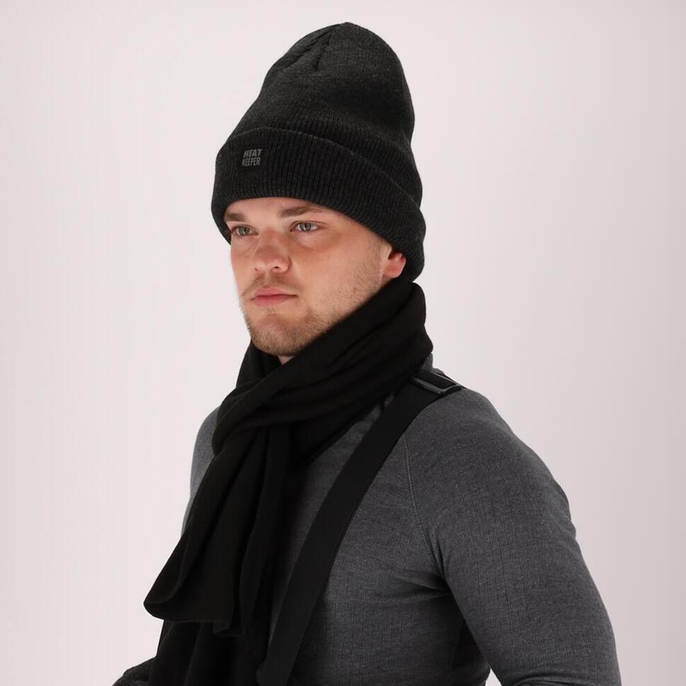 Zestaw termiczny Mężczyźni - Czapka/Rękawiczki/Szal - Czarny - XXL