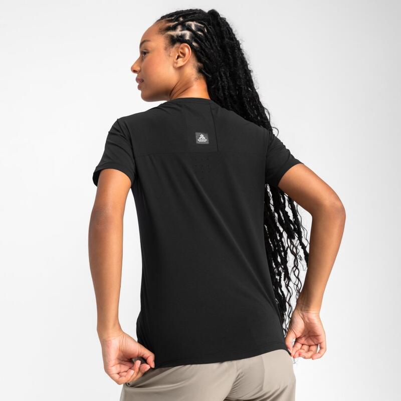 T-shirt randonnée manches courtes femme Eiger Noir