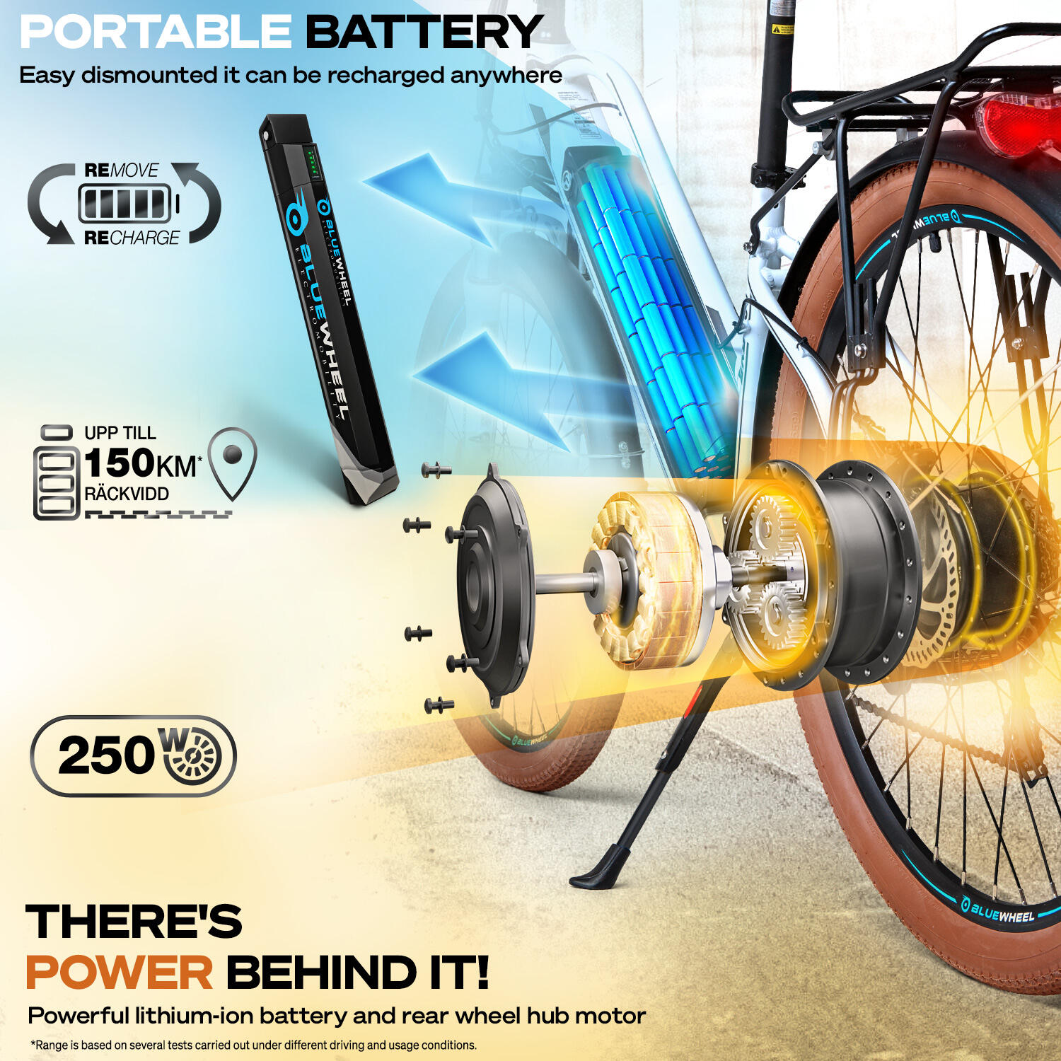 BXB85, 26", innovatives City E-Bike, bis 150 km, Shimano 7 Gänge + 25 km/h 5/8