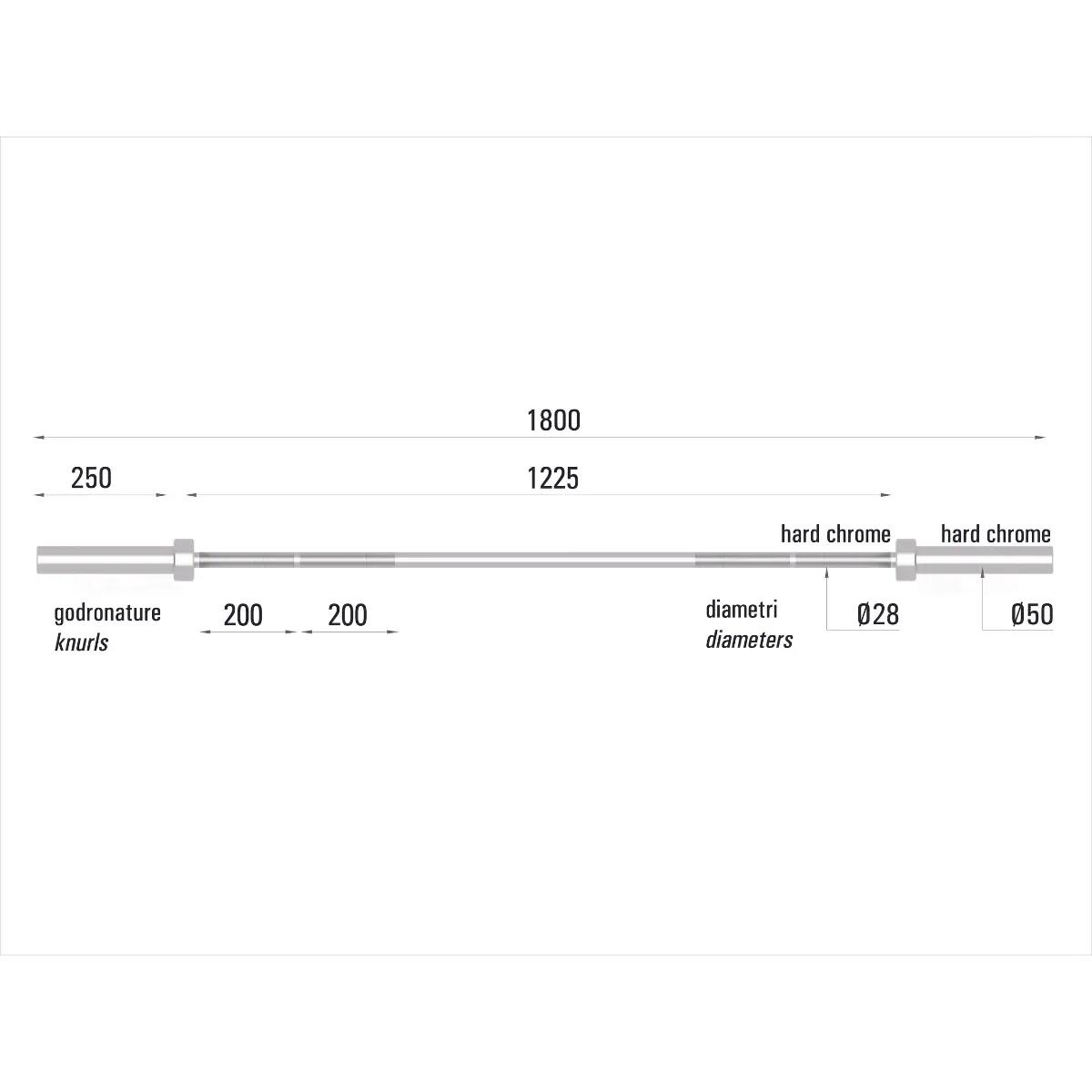 Olympische Halterstang  Chrome 180 cm BO-180 2/5
