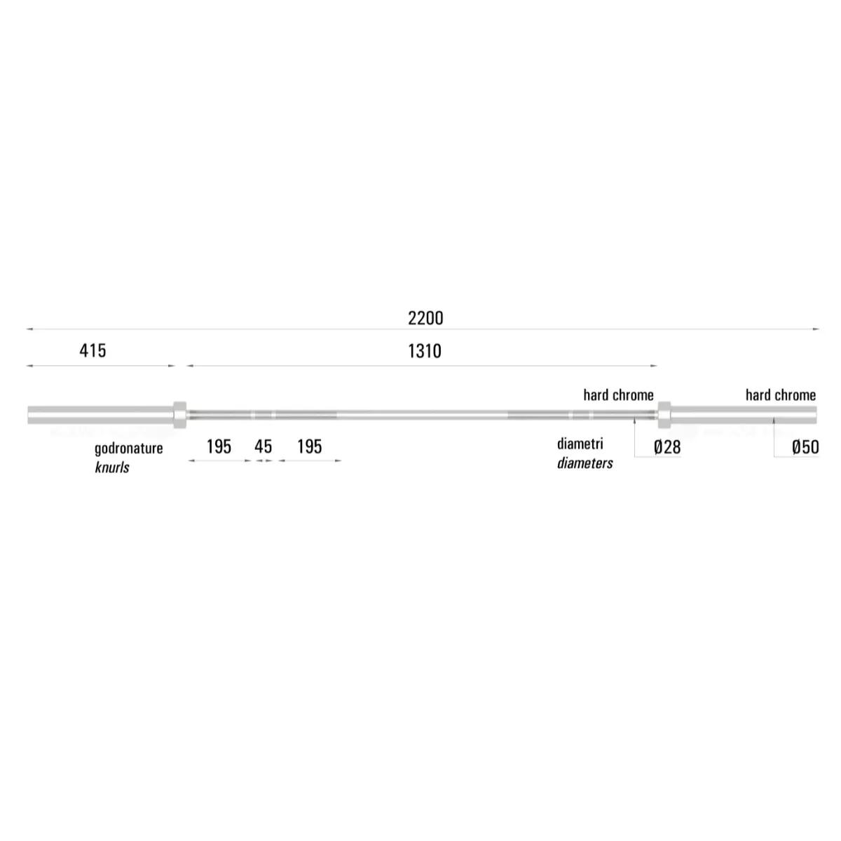 Barre d'haltères olympique 220 cm 2/5