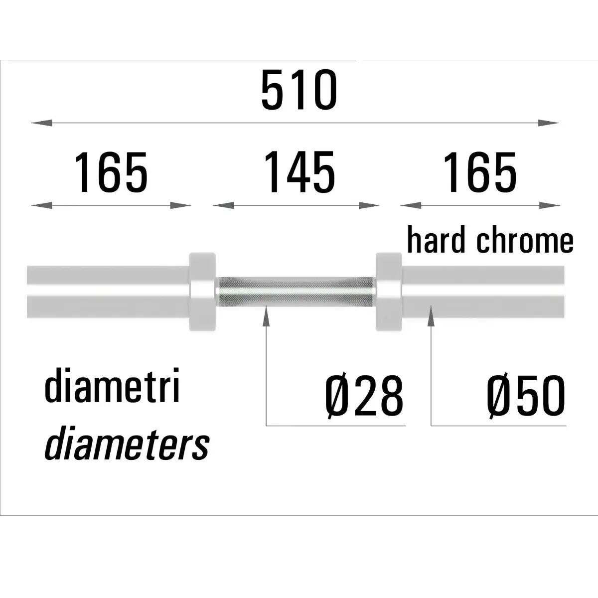 Manubrio olimpico 51 cm cromato MCO-51 2/3