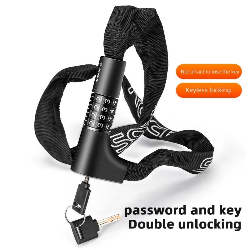 Cadeado para bicicleta Rockbros 3230002001 com combinação e chave - preto 5/7