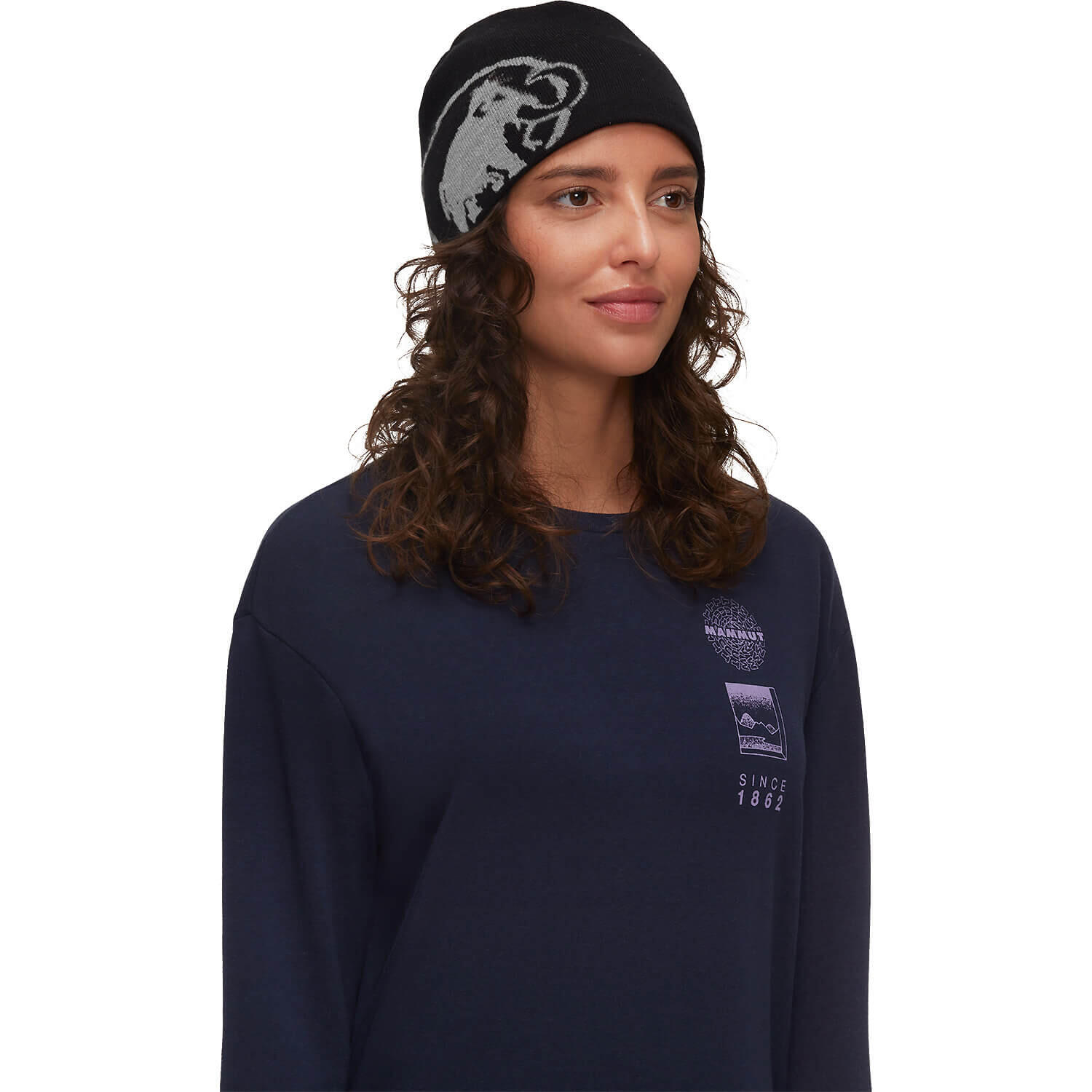 Gorro Mammut Tweak Beanie lana merino RWS forro polar reciclado negro‑steel 2/2