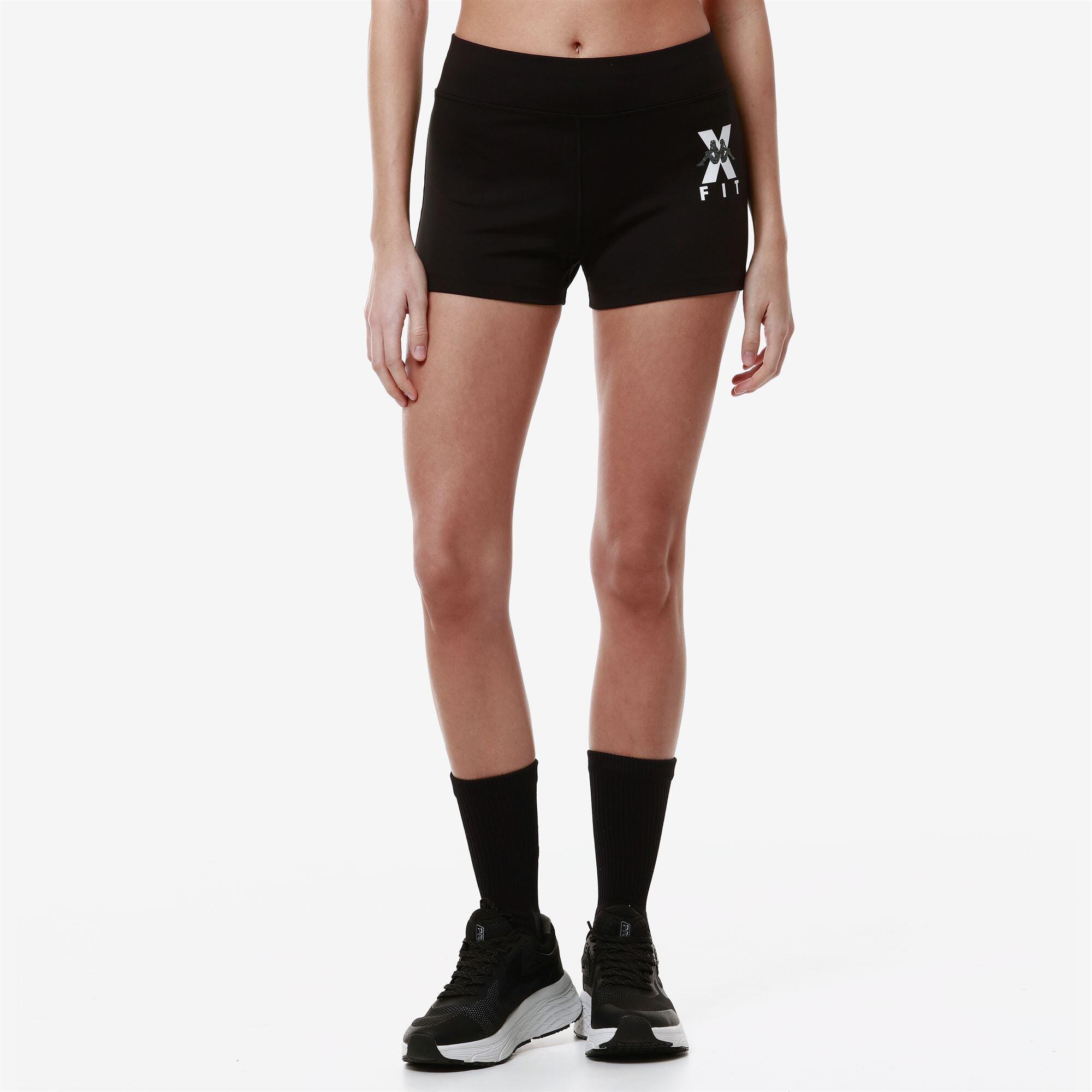 Pantaloncini sportivi da donna in poliestere nero da palestra 6/7