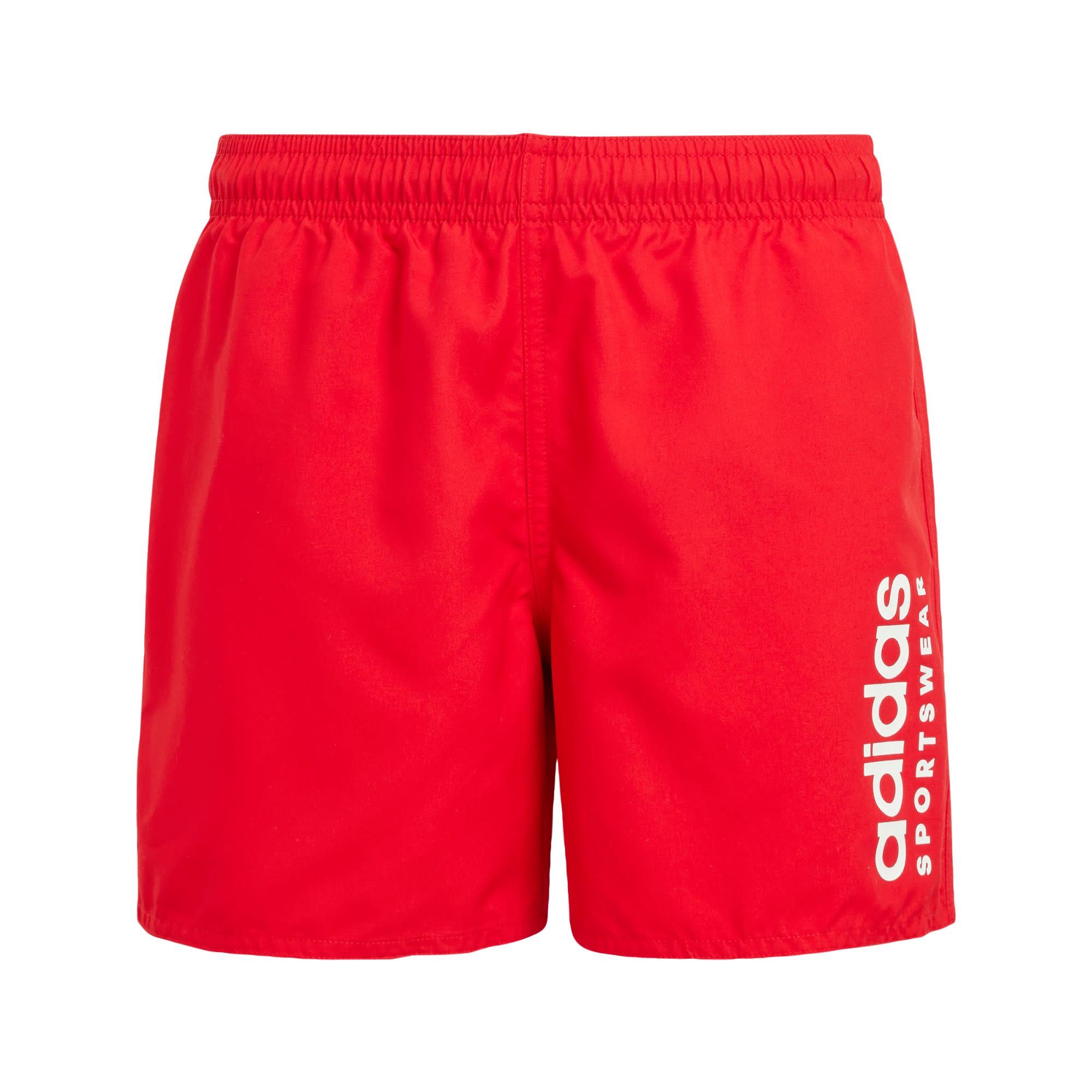 Adidas - Short De Natation Sportswear Essentials Logo Clx Enfants - Bas De Maillot De Bain - Blanc|rouge - 13-14 Ans - Decathlon