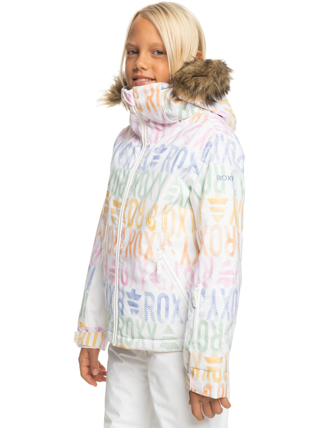 Roxy Jet Ski Girls Ski Jacket - Bright White 3/4