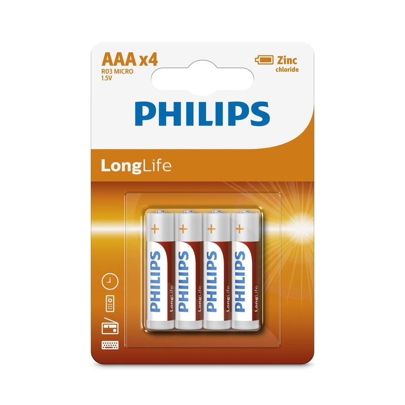 Philips R03 Longlife AAA Batterie 4 pièces