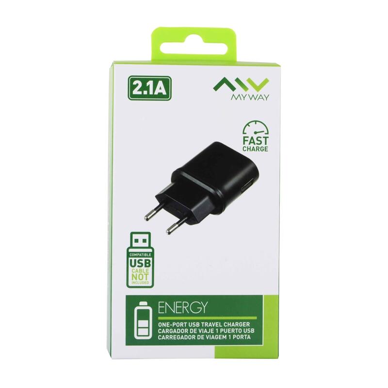 Myway transformador USB 2.1A negro 2/3