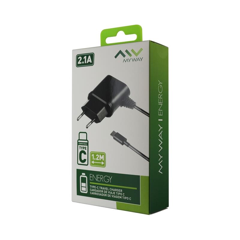 Myway transformador Tipo C 2.1A cable 1.2m negro 3/3
