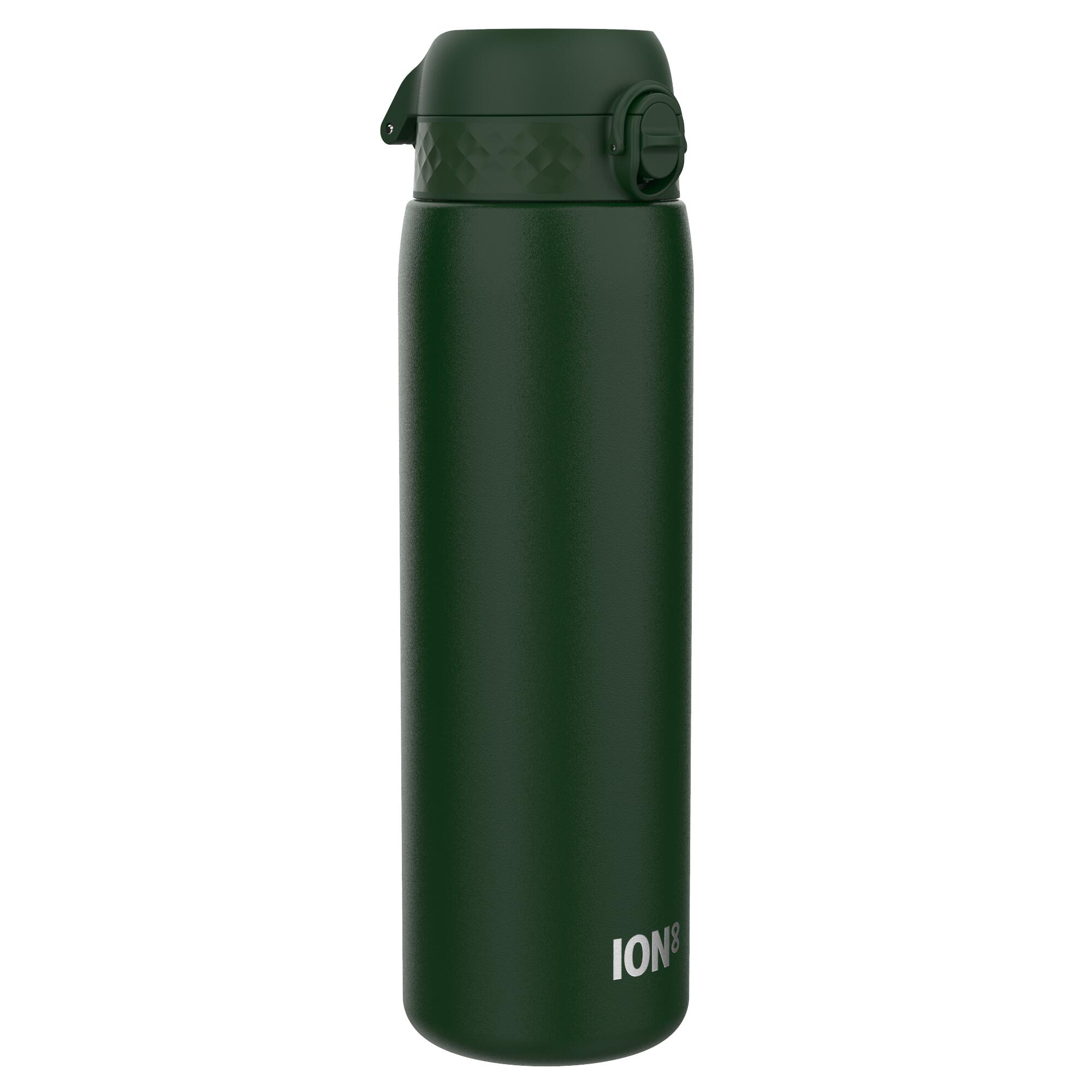 ION8 Leak Proof 1 Litre Water Bottle, Stainless Steel, Dark Green, 1L